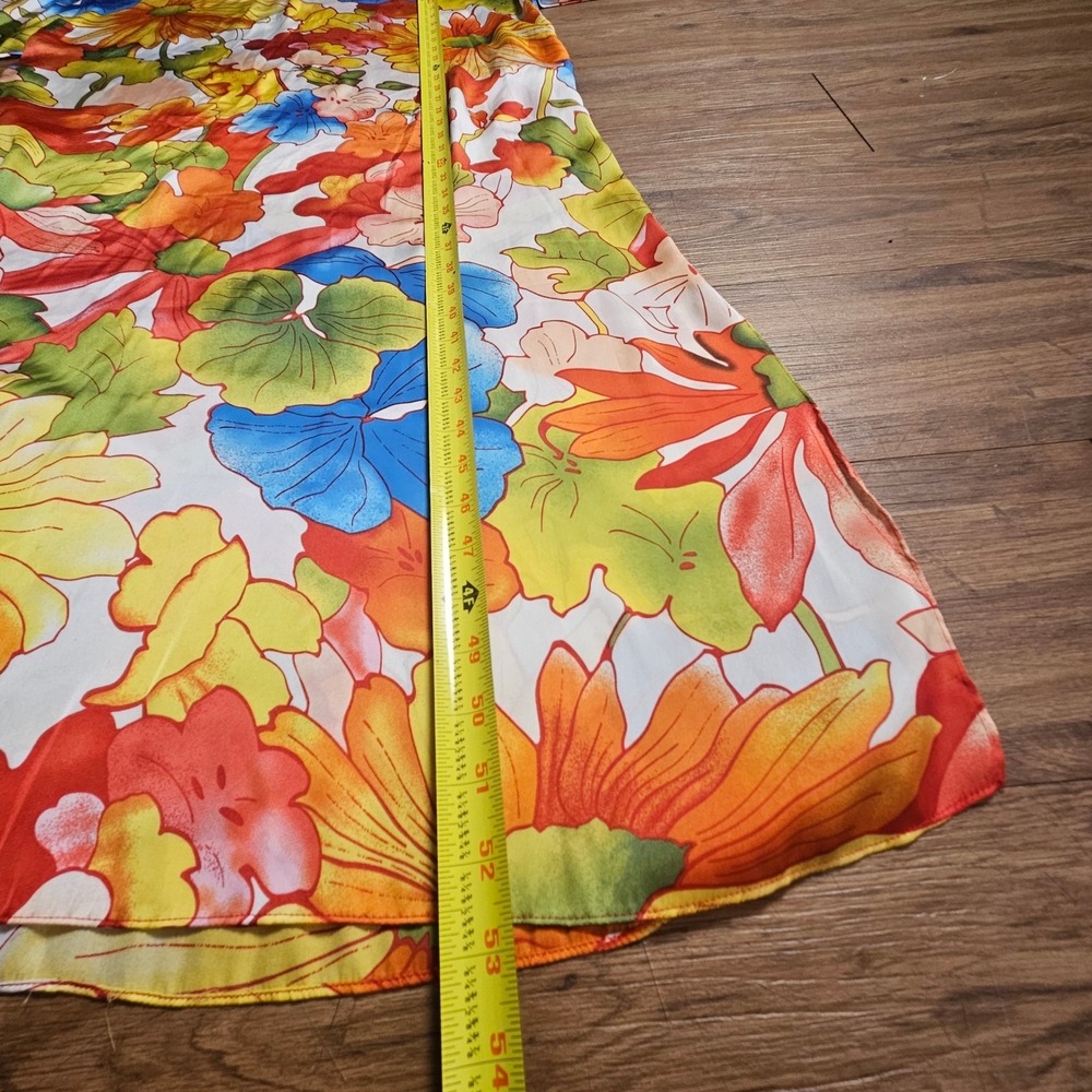 Natori Satin Floral Kaftan Kimono Sleeve Night Dress Maxi Lounge M Resort - Picture 5 of 6